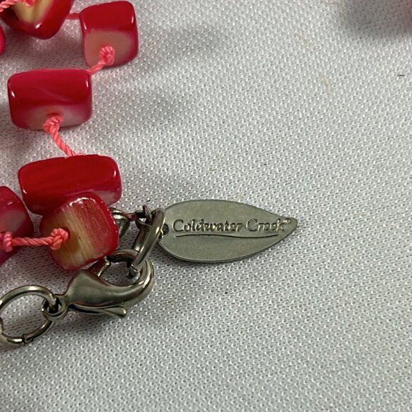 Coldwater Creek Necklace Pink Chunky Pendant Chippy Beads Spring Summer Bright - Picture 4 of 9
